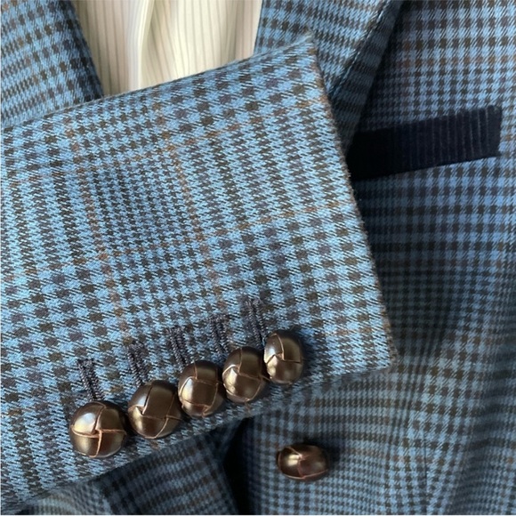 $790 VERONICA BEARD Ellette Navy Plaid Dickey Jacket black corduroy collar sz 0 - Picture 15 of 16